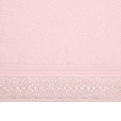 Kit Toalha Lavabo 2 Peças com Renda Roma Bouton Rosa