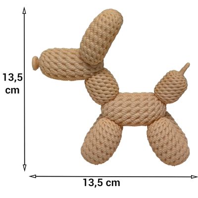 Boneco Cachorro Bexiga Tricô Crochê 3D Bege Enfeite