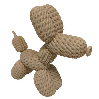 Boneco Cachorro Bexiga Tricô Crochê 3D Bege Enfeite