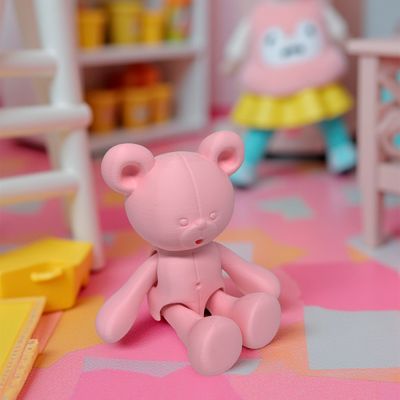 Ursinho Boneco 3d Rosa Articulado Brinquedo