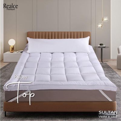 Pillow Top Super Macio King 193x203x4cm 600g/m² Fibra Siliconizada Realce Premium Sultan