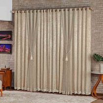Cortina Mônaco Cetim Amassado Xale Brilhante 2,00x1,70m Sala Quarto Varão 2M - Bronze