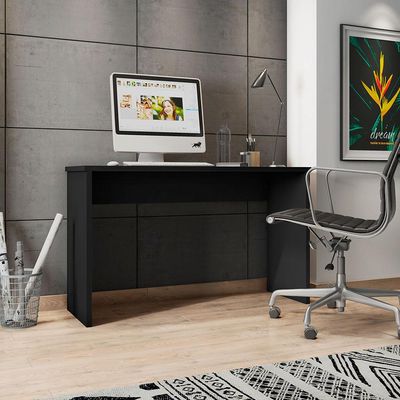 Mesa para Escritório Home Office Sem Gaveta Emma Preto Texturizado - Gran Belo