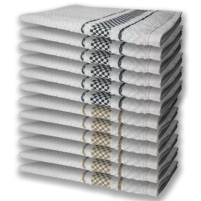 12 Panos de Prato Atoalhado Felpudo Premium 6 Preto 6 Marrom