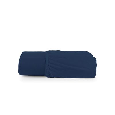 Lençol de Baixo Minimal Queen Avulso Com Elástico 01 Peça Malha 100% Algodão - Azul Marinho