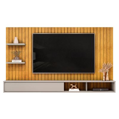 Painel Ripado TV 60 Pol com Bancada Suspensa 179cm Joan D05 Cedro Bali - Lyam Decor