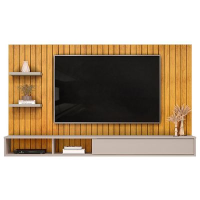 Painel Ripado TV 60 Pol com Bancada Suspensa 179cm Joan D05 Cedro Bali - Lyam Decor