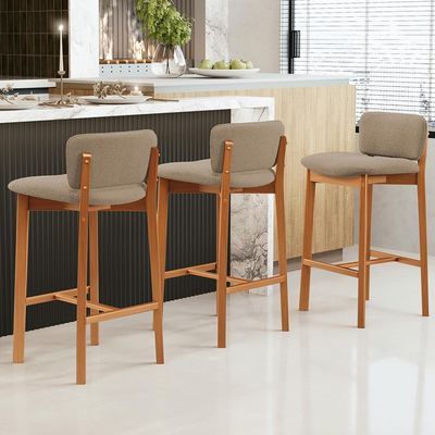 Kit 04 Banquetas Alta Para Cozinha Sala de Jantar Bar Dara L02 Bouclê Bege - Lyam Decor