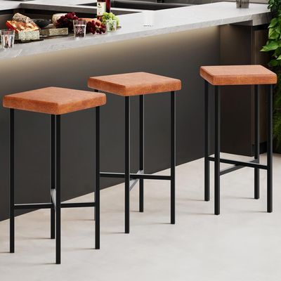 Banqueta Alta Bar Cozinha Sala De Jantar Preto Stella L02 Couríssimo Camel - Lyam Decor