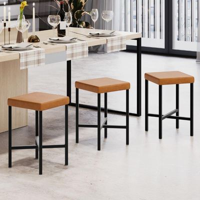 Banqueta Baixa Bar Cozinha Sala De Jantar Preto Stella L02 Couríssimo Canela - Lyam Decor