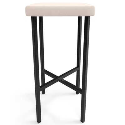 Banqueta Alta Bar Cozinha Sala De Jantar Preto Stella L02 Suede Bege - Lyam Decor