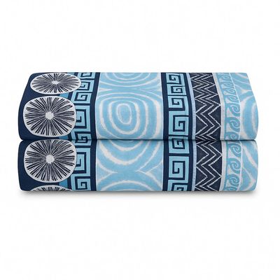 Lençol de Cima Avulso Luar Estampado Casal 01 Peça Malha 100% Algodão - Azul Marinho Geométrico