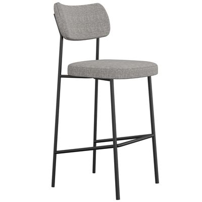 Banqueta Alta Bar Cozinha Sala De Jantar Preto Melina L02 Linho Cinza Escuro - Lyam Decor