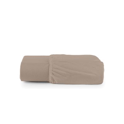 Lençol de Baixo Minimal Queen Avulso Com Elástico 01 Peça Malha 100% Algodão - Bege