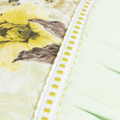 Jogo Cama Lençol Fiore Casal Padrão Estampado 180 Fios 100% Algodão com Babadinho 3 Peças Verde Floral