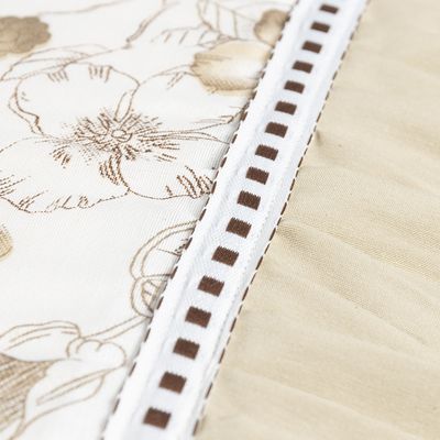 Jogo Cama Lençol Fiore King Estampado 180 Fios 100% Algodão com Babadinho 3 Peças Bege Floral