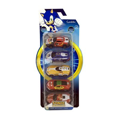 Kit com 5 Mini Veículos Pull Back Sonic