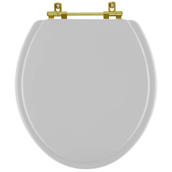 Assento Sanitario Poliéster Convencional Oval Cinza Real Para Vaso Deca Com Ferragem Dourada