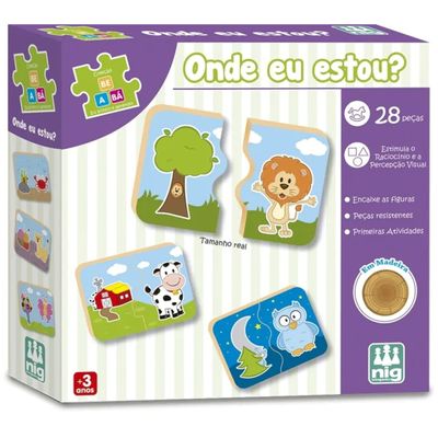 Jogo Be A Bá Onde Eu Estou 28 Peças Em Madeira - Nig 0412