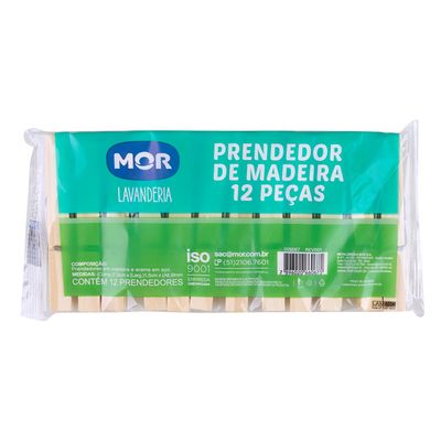 Pregador de Roupas Mor Madeira com 12 Unidades UNICA
