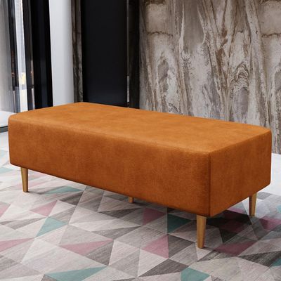 Kit 02 Puffs Decorativo Sala de Estar Bali W01 Pés Palito 120x50cm Couríssimo Canela - Lyam Decor