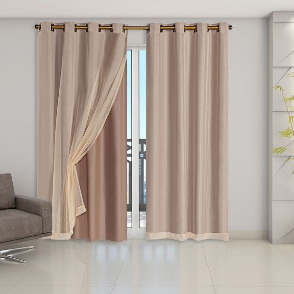 Cortina Blackout PVC com Tecido Voil 2,80 m x 2,30 m Avelã