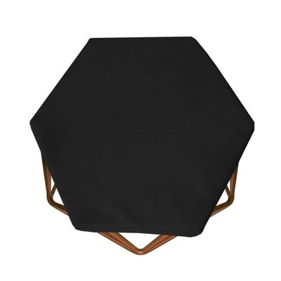 Banqueta Hexagonal Aramado Cobre Suede Preto