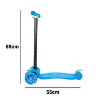 Patinete Regulável Infantil 4 Rodinhas Com Led Para Crianças Até 60kg Azul