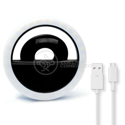 Anel De Luz Selfie Mini Ring Light Android E Ios - Preto
