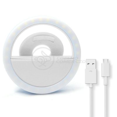 Anel De Luz Selfie Mini Ring Light Android E Ios Branco