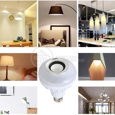 Lâmpada Led 12W E27 Rgb Colorida Com Caixa De Som