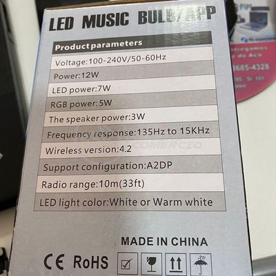 Lâmpada Led 12W E27 Rgb Colorida Com Caixa De Som