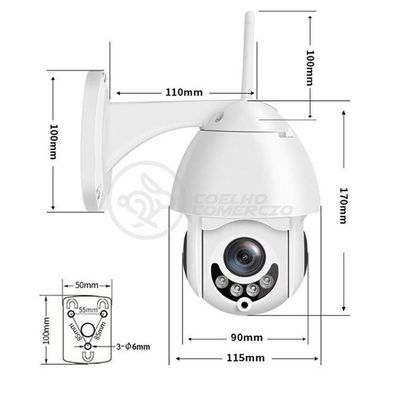 Câmera Ip Rotativa Speed Dome 355º Prova Dágua Wifi Hd 1080P