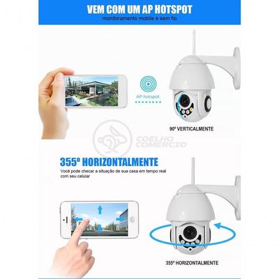 Câmera Ip Rotativa Speed Dome 355º Prova Dágua Wifi Hd 1080P