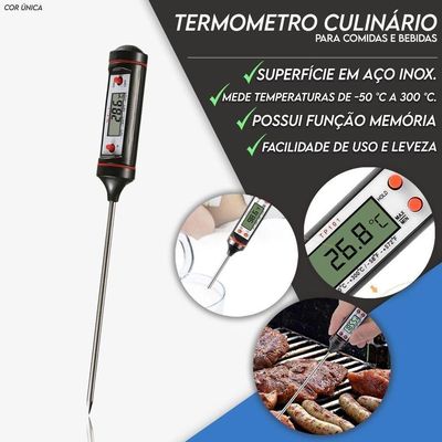 Termômetro Culinário Digital Espeto Alimento Cozinha Comida