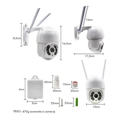 Câmera Ip Speed Dome Full Hd Wifi 2 Antenas Pro + Fonte