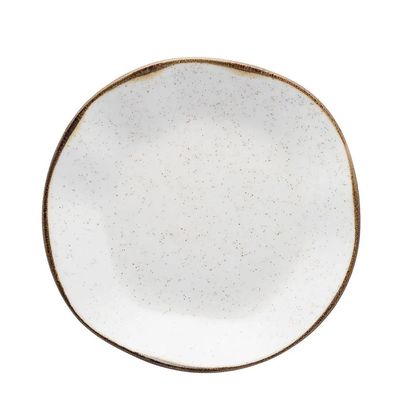 Jogo de 6 Pratos Fundos Oxford Ryo Maresia Branco e Marrom 22,5cm Porcelana