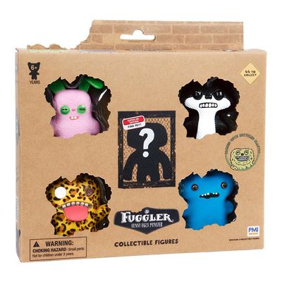 Kit com 5 Mini Bonecos Fuggler 6cm Azul, Onça, Rosa e Preto
