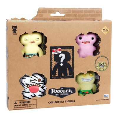 Kit com 5 Mini Bonecos Fuggler 6cm Zebra, Rosa, Verde e Amarelo