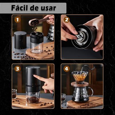 Moedor de café elétrico portátil, 4 xícaras pequeno moedor cônico automático moedor de grãos de café Q-2875 -PRETO