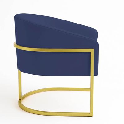 Poltrona Sala Decorativa Industrial Dourada Kit 2 Arielle Suede Azul Marinho D03 - D'Rossi