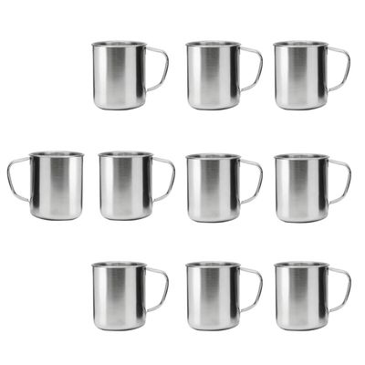 Caneca Xicara Aço Inox 250ml Bar Restaurante Acampar 10un