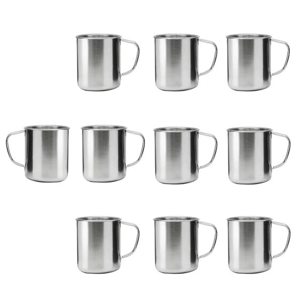 Caneca Xicara Aço Inox 250ml Bar Restaurante Acampar 10un