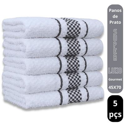 Kit 5 Pano de Prato Super Luxo Atoalhado Premium Gourmet Beka - Preto