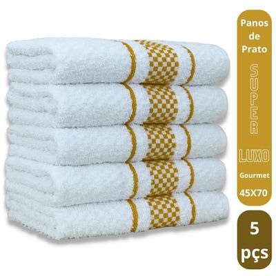 Kit 5 Pano de Prato Super Luxo Atoalhado Premium Gourmet Beka - Marrom