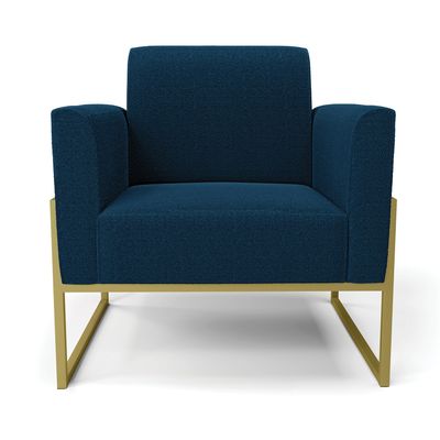 Poltrona Sala Estar Industrial Alta Dourado Kit 2 Marisa Bouclê Azul