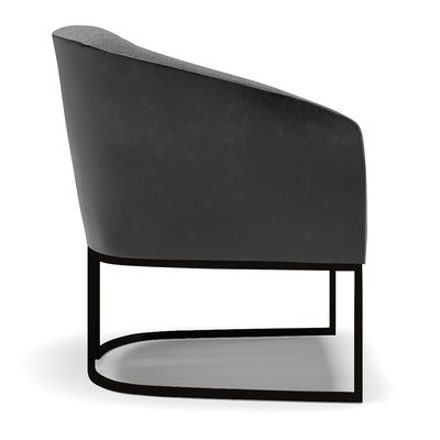 Poltrona Stella Corano Preto com Linho Grafite A26 Base Industrial Preto - D'Rossi