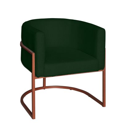 Poltrona Base Industrial Bronze Kit 2 Lety Veludo Verde