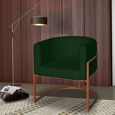 Poltrona Base Industrial Bronze Kit 2 Lety Veludo Verde