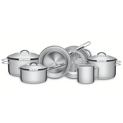 Jogo Panelas Tramontina Solar Inox 7 Peças Fundo Triplo